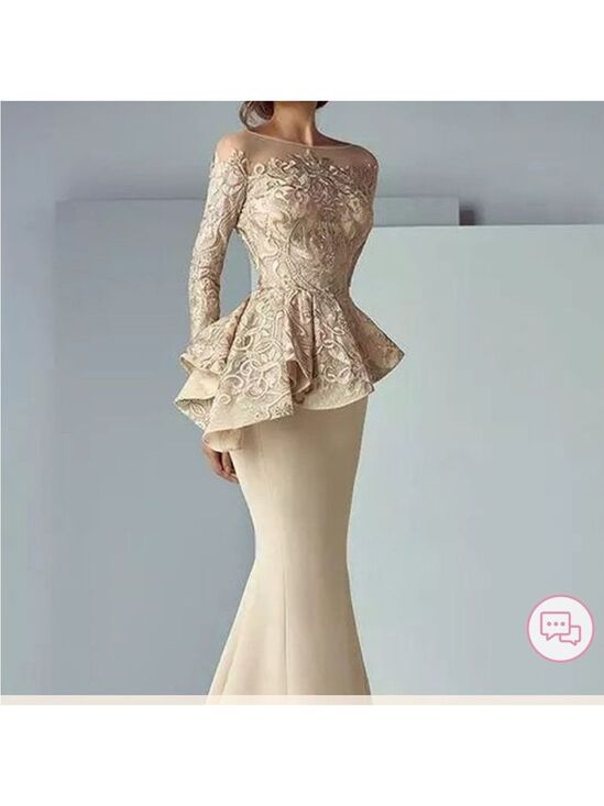 Dresses & Skirts - Formal Champagne Peplum Style Evening Gown for Weddings & Parties -  size 10